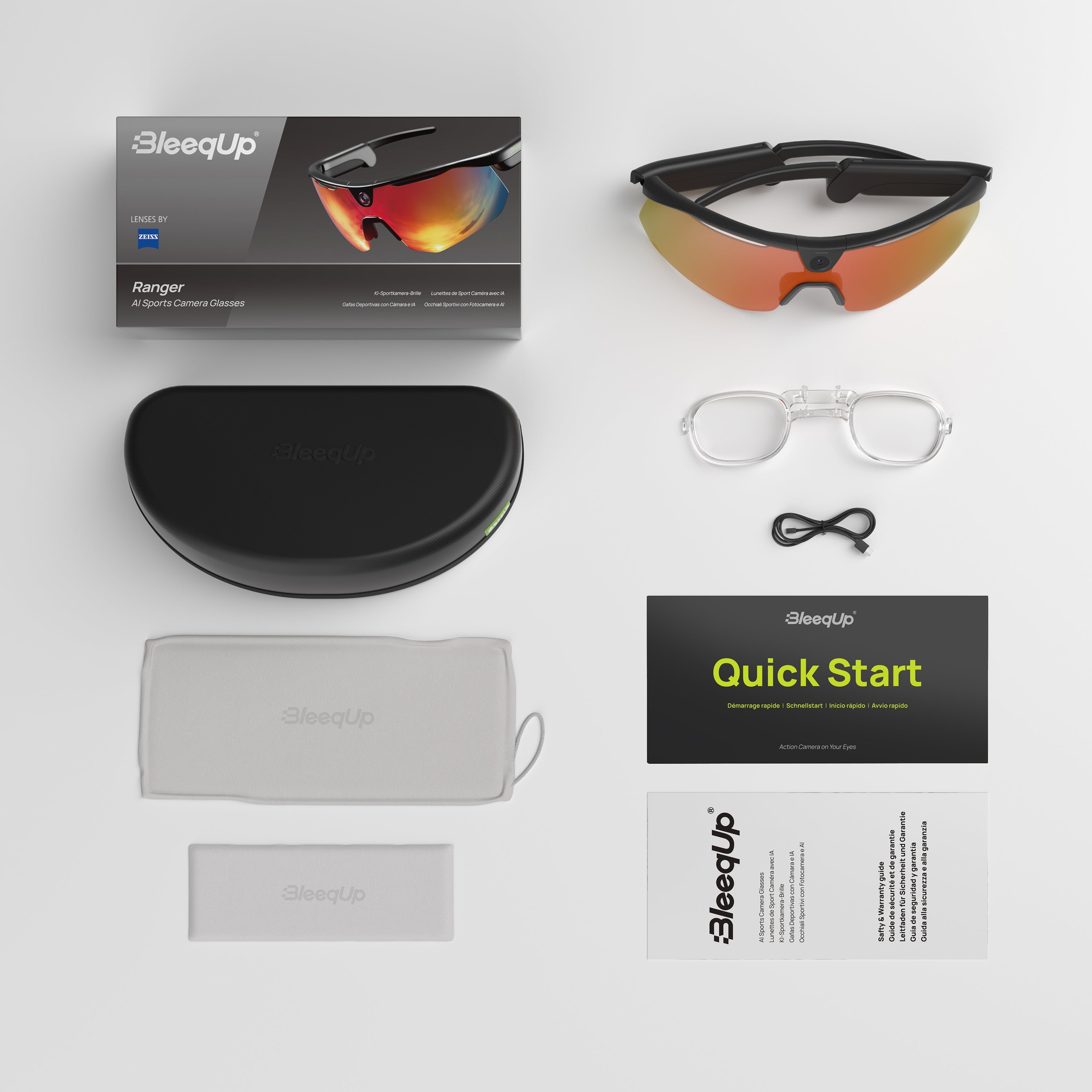 Occhiali Sportivi con Videocamera BleeqUp Ranger AI - Lenti Zeiss