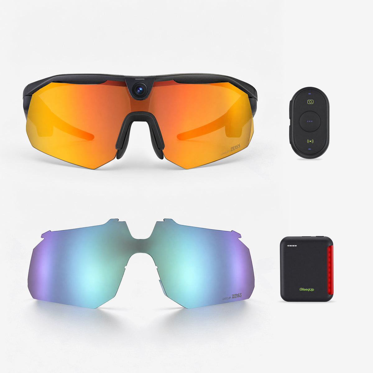 BleeqUp Ranger Ultimate Bundle, black ZEISS orange lenses with ZEISS blue replacement lens
