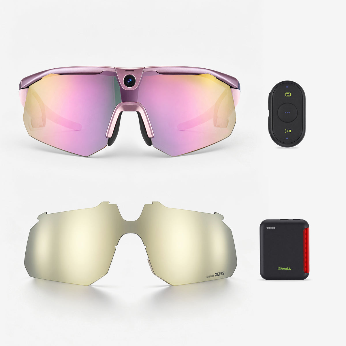 BleeqUp Ranger Ultimate Bundle, pink-purple standard lenses with ZEISS champagne replacement lens